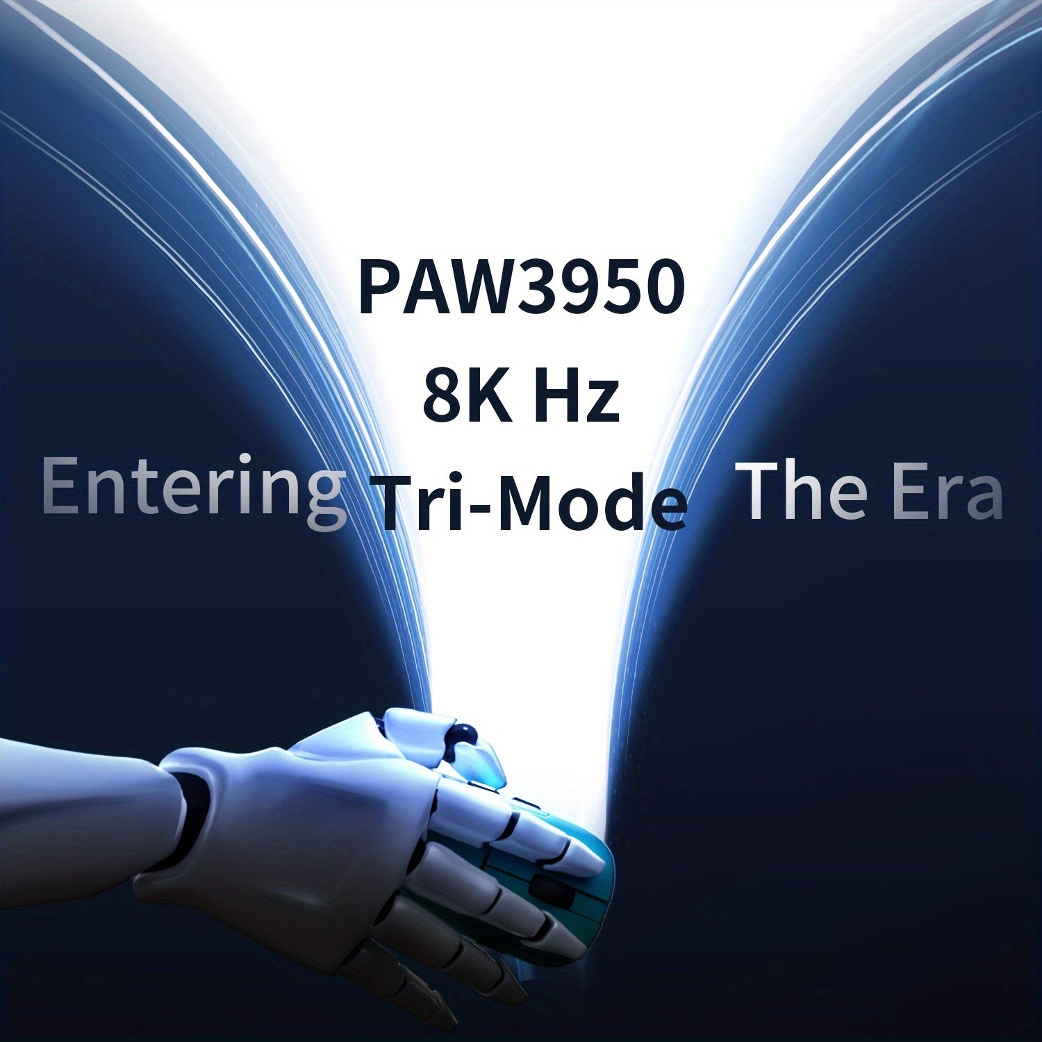 Ratón inalámbrico para juegos con sensor PAW3950 resolución óptica de 8K carga USB-C en modo tri