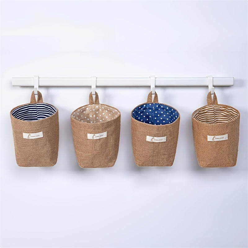 Rustic Wall Hanging Storage Bags Set of 4 Foldable Decorative 5.1x4.5 Inches
