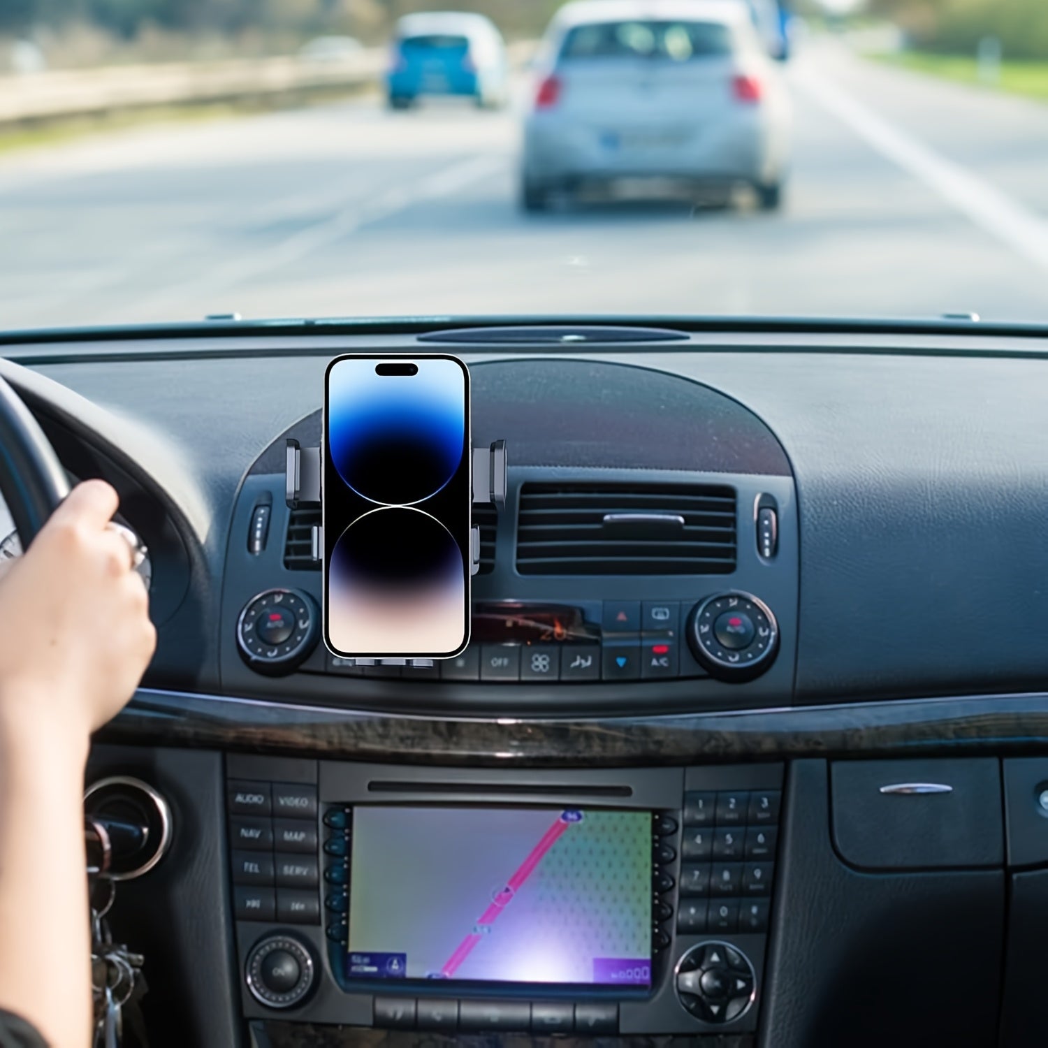 Moslashuvchan Avtomobil Telefon Qabuli O'rnatgichi Qora ABS Silikon 360° Buriladigan