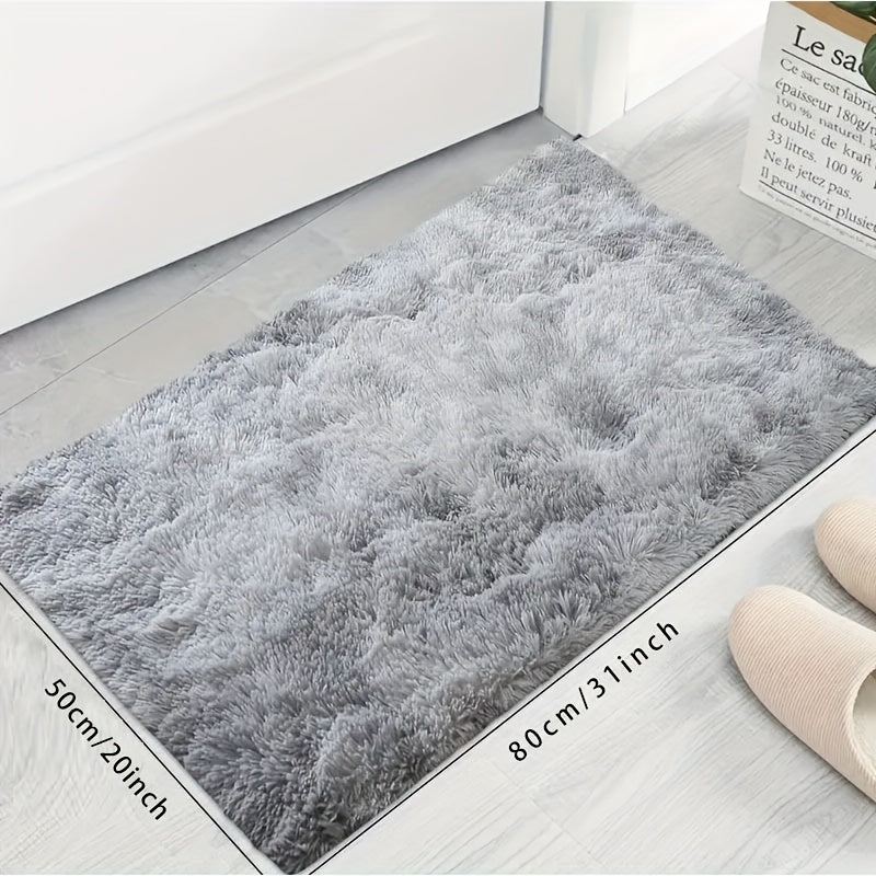 Gray Tie-Dye Plush Rug for Living Room and Bedroom Non-Slip Stain Resistant