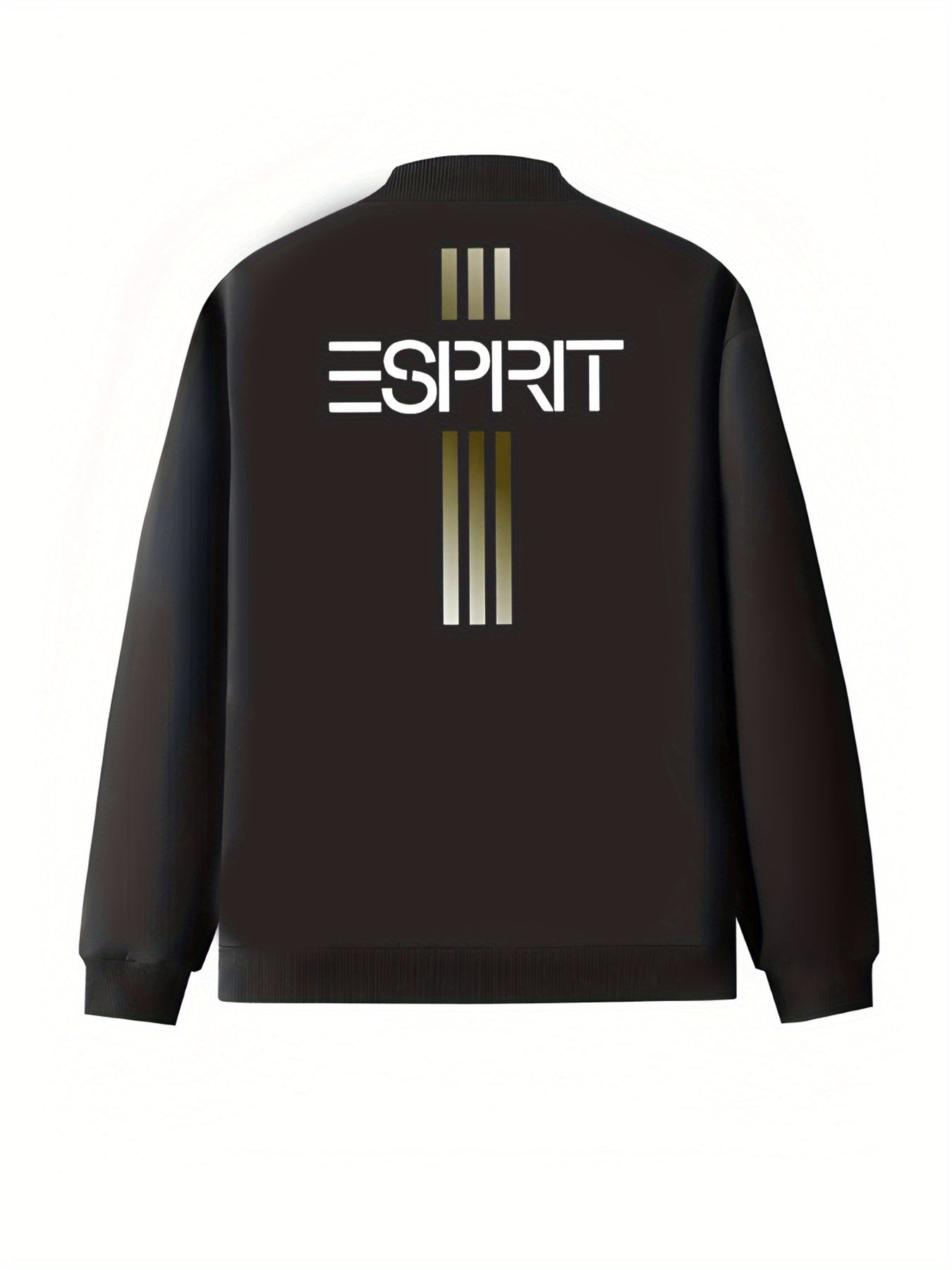 Plus Size Women's Bomber Jacket Black Letter Print Casual Zip-Up Pockets