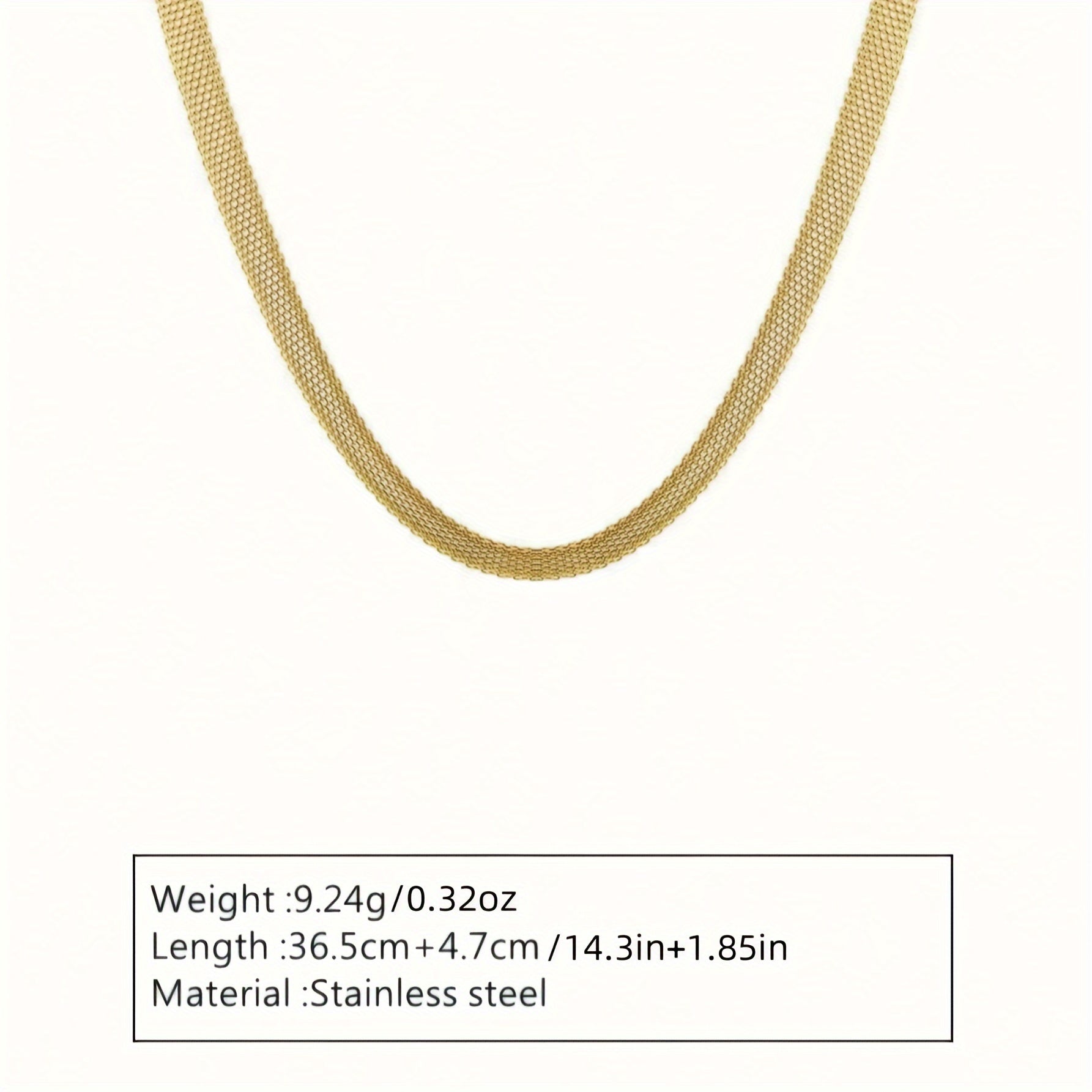 Hypoallergenic Stainless Steel Jewelry Set with Woven Mesh Necklace and Bracelet in 18K Plated Finish