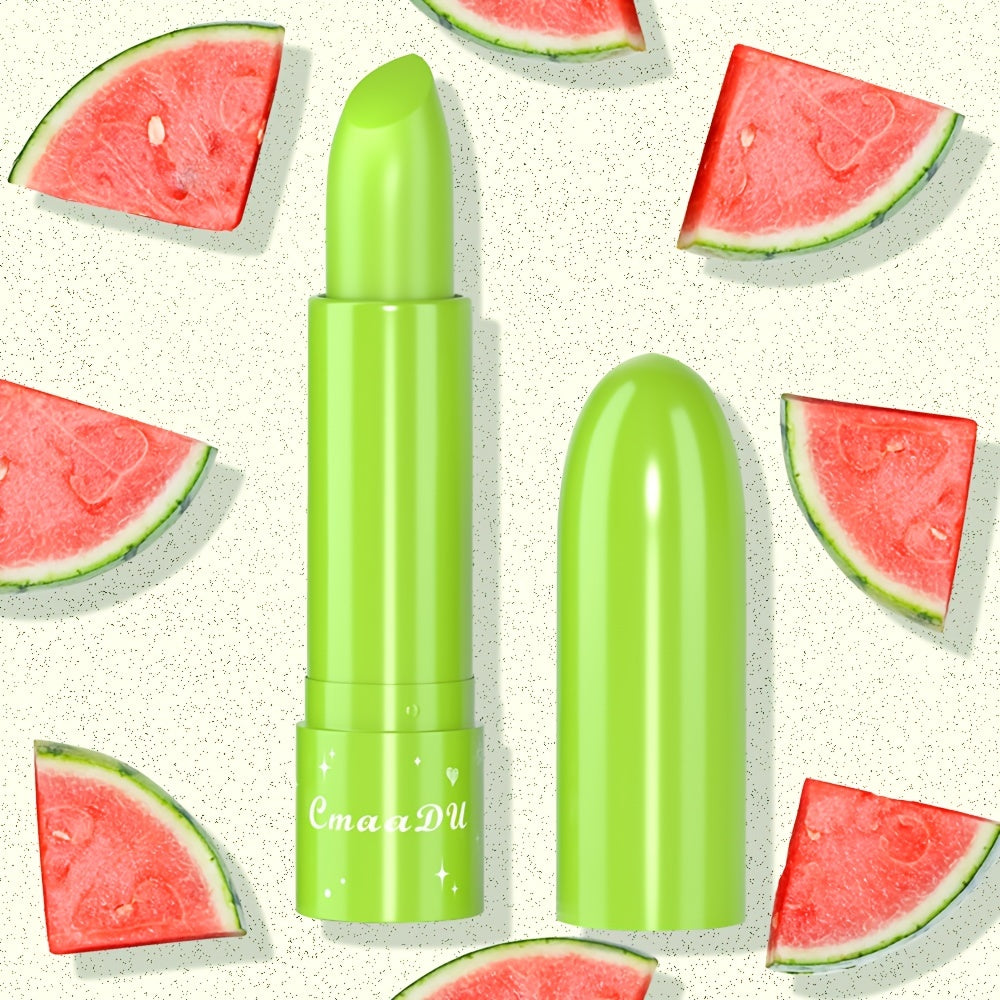 Mujer lápiz labial de cambio de color con sabor a fruta, de larga duración y humectante
