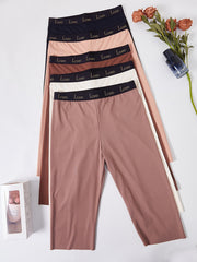 Women's Seamless High-Waisted Shaping Shorts with Alphabet Pattern Tummy Control Compression Underwear 5 Pack