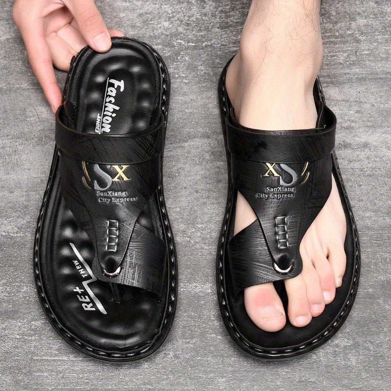 Men's Summer Sandals Slip-On Rubber Sole Microfiber Upper Stylish Outdoor Footwear