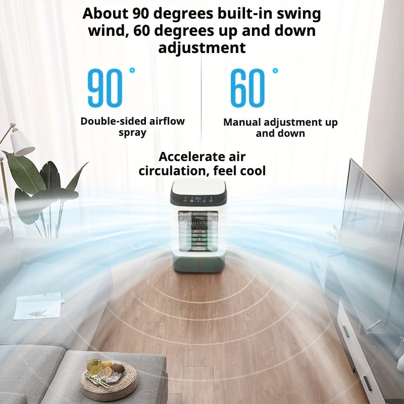 Ventilador USB de alta velocidad con 3 velocidades, 2 funciones de niebla, tanque grande, luces de 7 colores