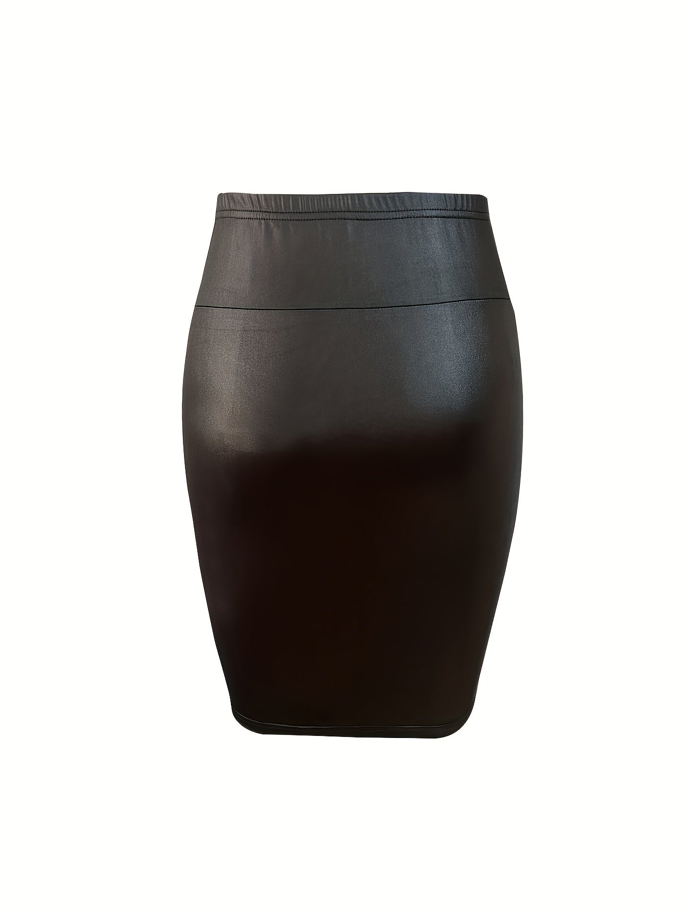 Plus Size Women's Black Stretchy Bodycon Skirt Zipper Machine Washable