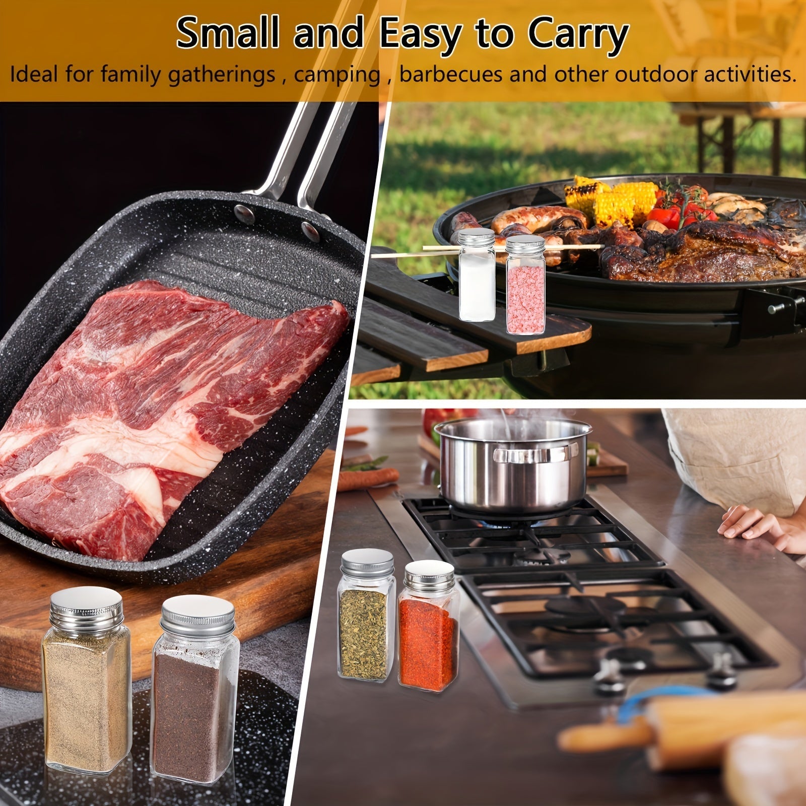 24-Piece Glass Spice Jar Set with Aluminum Lids, Labels, Funnel, and Brush