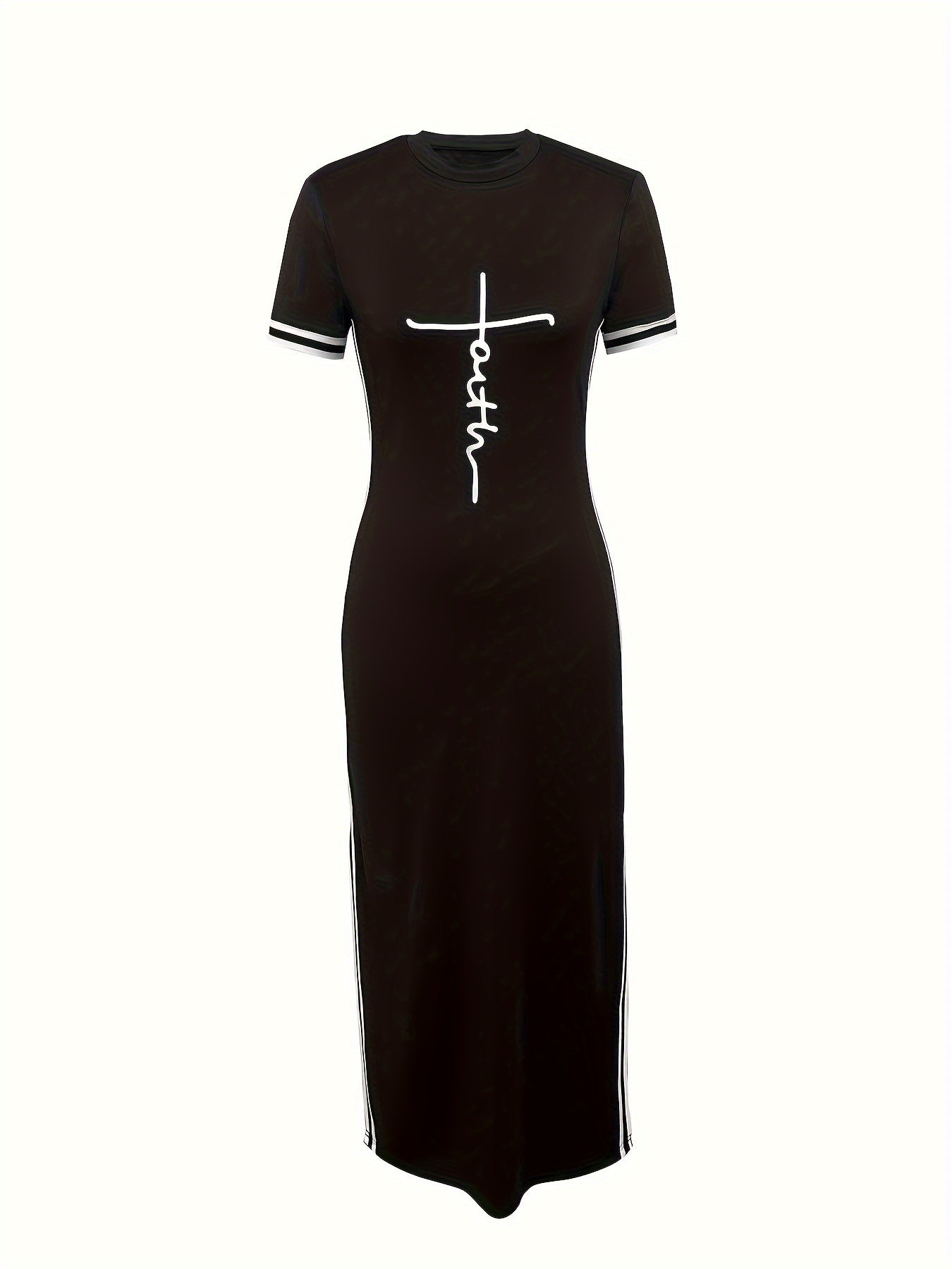 Women's Spring Summer Bodycon Dress with Open Sides and Letter Print