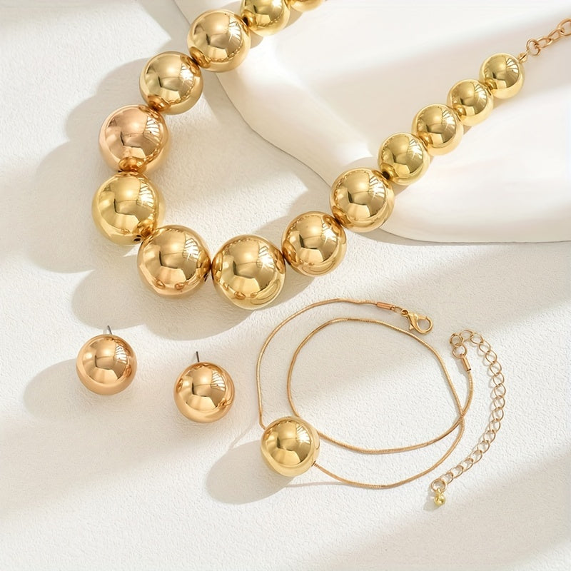 Geometric Ball Jewelry Set for Women Necklace Bracelet Earrings Gift