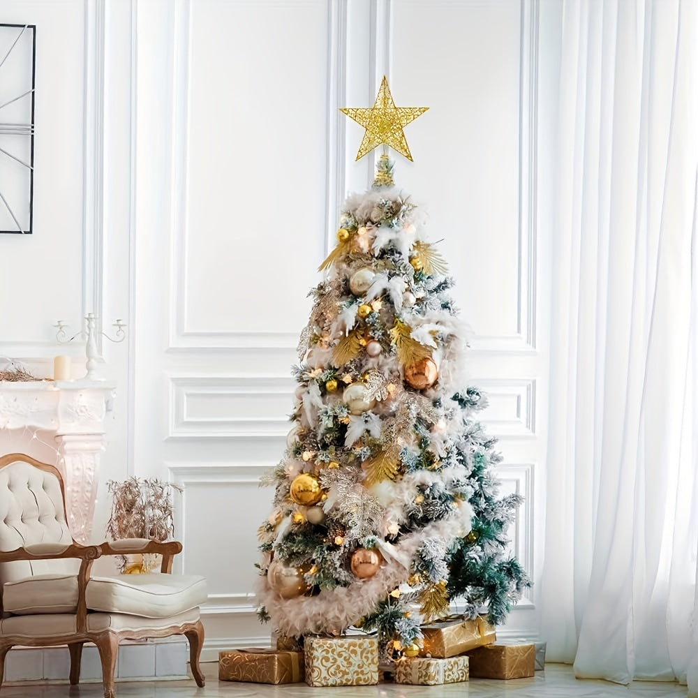 Lighted Glitter Star Tree Topper with LED Lights for Christmas Decorations