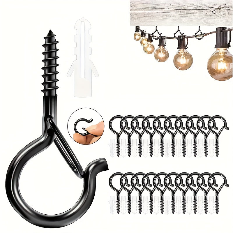 Q-Hanger Hook Set 10/25/40pcs Outdoor String Lights Safety Buckle Powder Coated