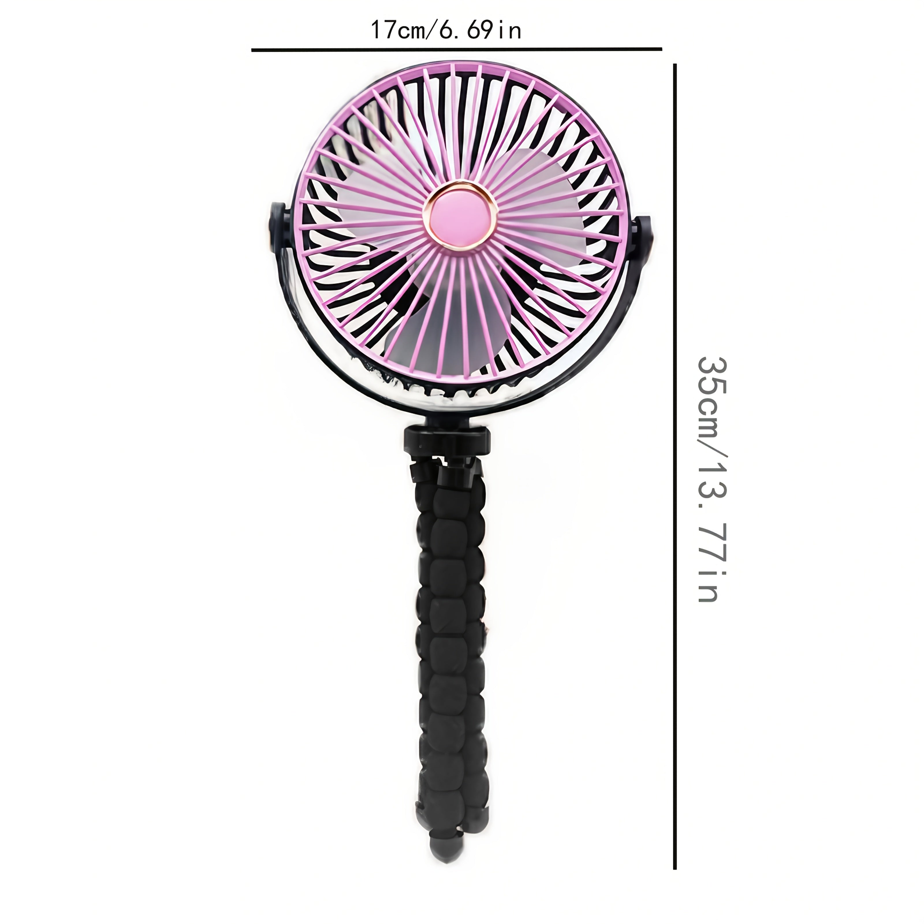 Portable Handheld Fan with Adjustable Tripod, 5-Speed, USB Rechargeable, Compact Folding Design