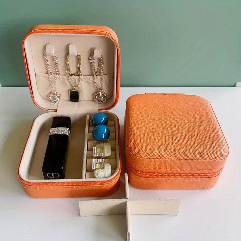 Portable Leather Jewelry Organizer for Earrings Rings and Necklaces