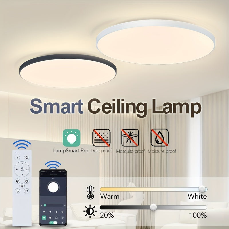 Smart Ceiling Light 18-80W Dimmable LED App Remote Control Adjustable Moisture Proof for Bedroom Living Room