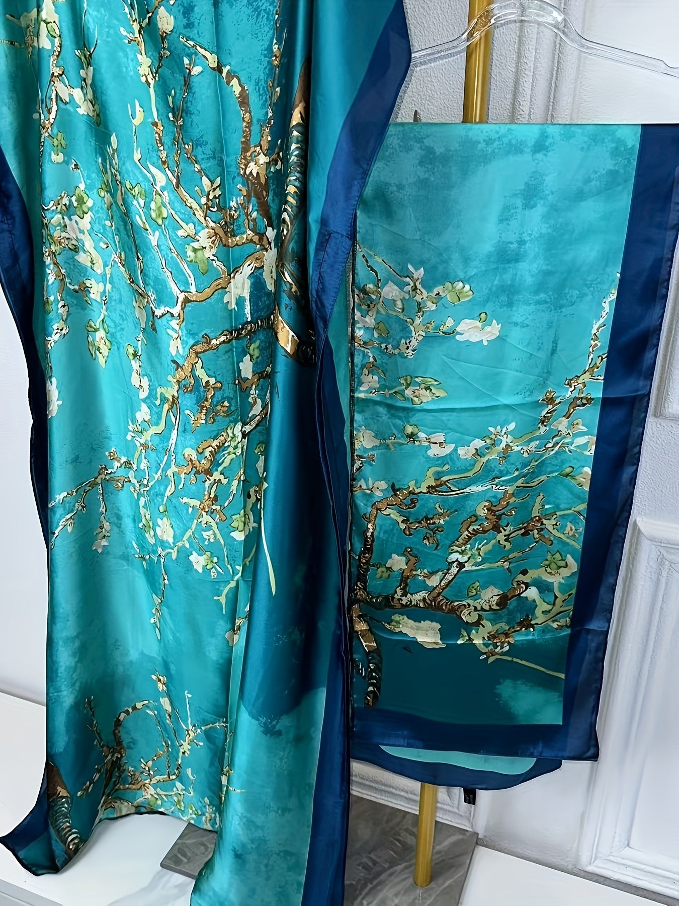 Women's Floral Print Maxi Dress with Batwing Sleeves for Spring Summer