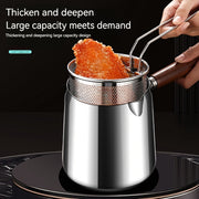 5-ta qismli zanglamaydigan po'latdan yasalgan chuqur qovurish to'plami 2000ml katta sig'imli, plita bilan mos keladi