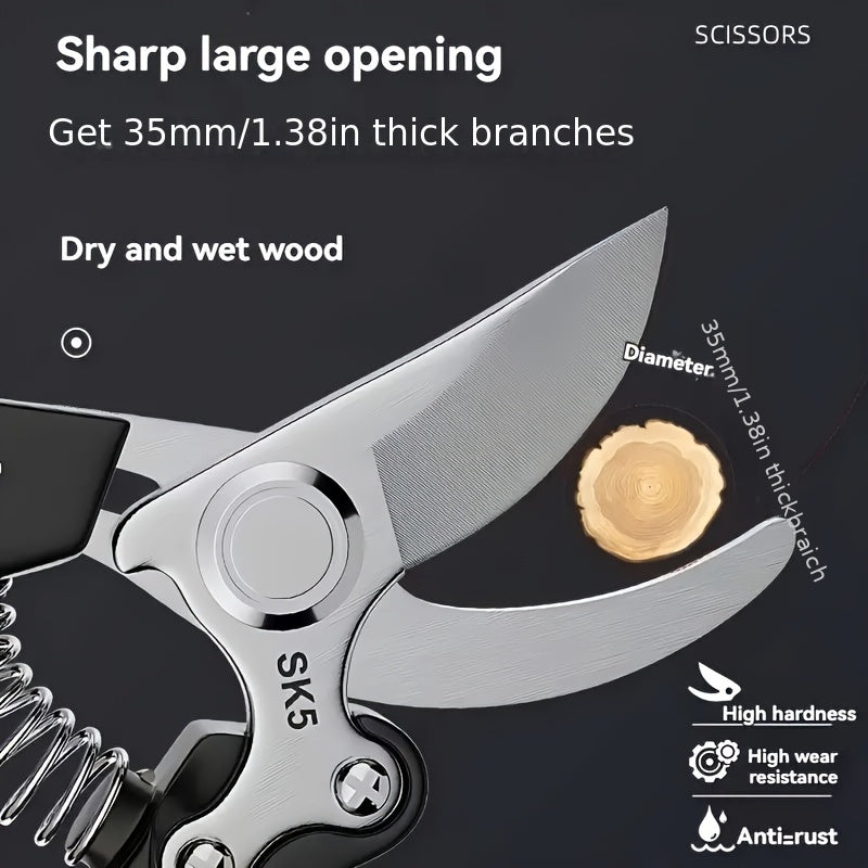 Japanese Garden Pruning Shears, Carbon Steel Blades, Bypass, Vintage Style