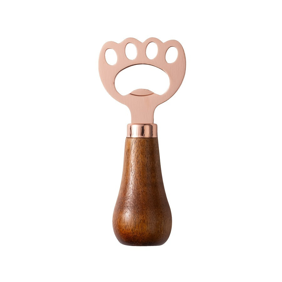 Stainless Steel Cat Claw Beer Opener with Wooden Handle