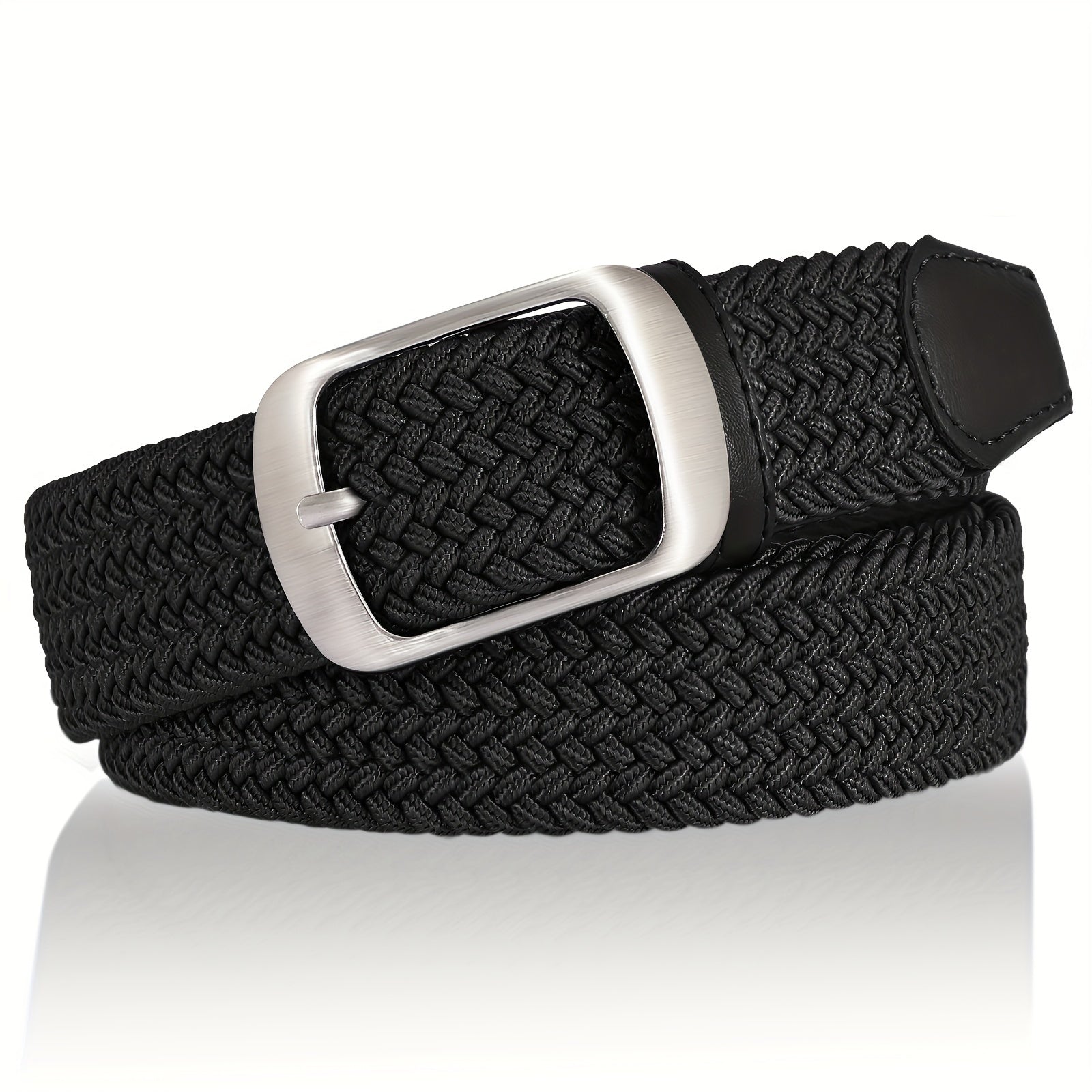 Unisex Solid Color Braided Belt with Pin Buckle for Casual Jeans