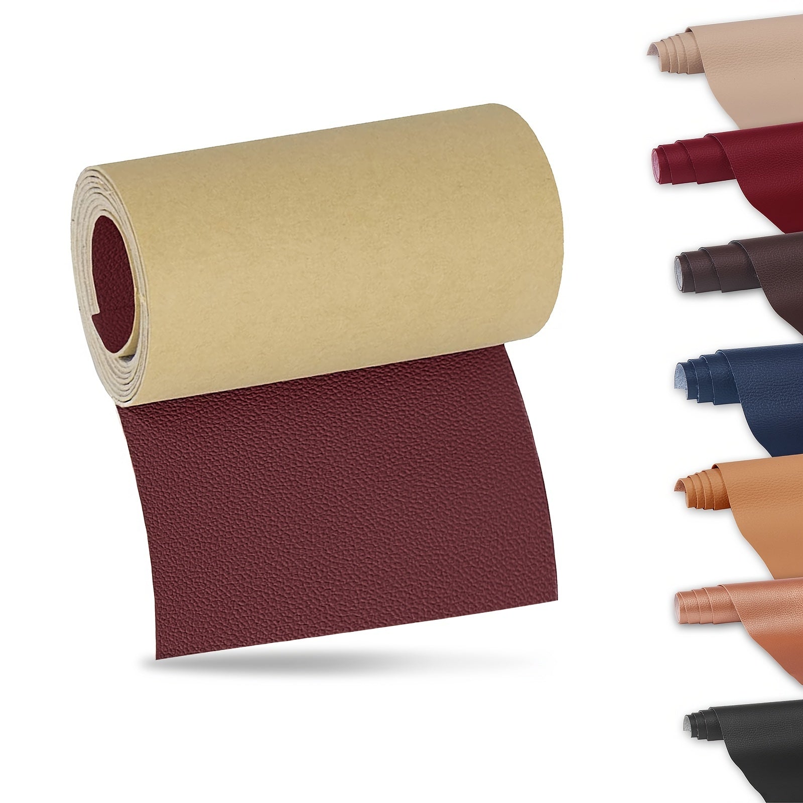 O'z-o'zidan yopishadigan charm ta'mirlash lenti, aralash ranglar, 7.62x152.4cm, mebel, avtomobil o'rindiqlari uchun