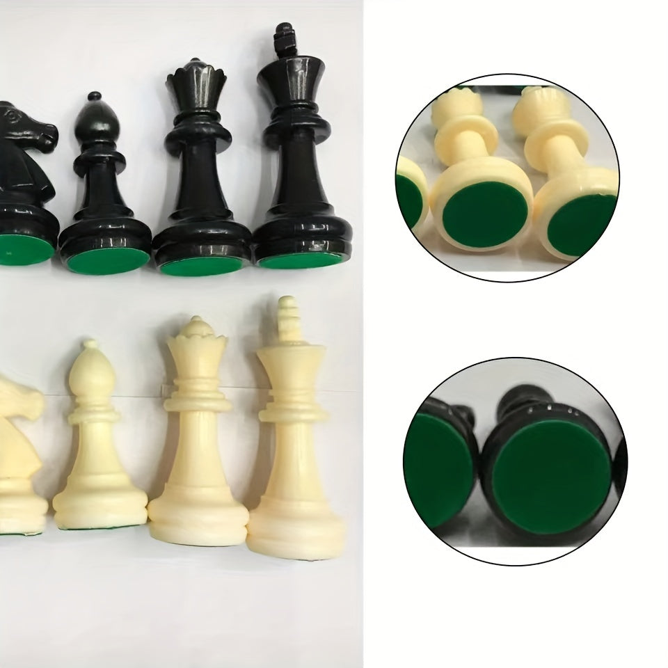 Plastic Chess Set 32 Pieces Black and White King 97mm for Game Entertainment