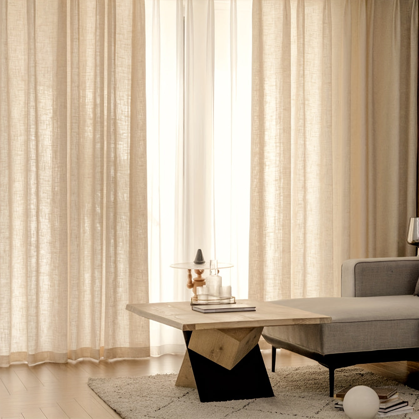 Elegant Faux Linen Curtain for Living Room Bedroom Office with Rod Pocket