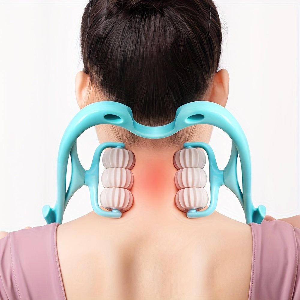 Manual Cervical Massager with Clamp and Six Wheels for Neck Kneading Home Use
