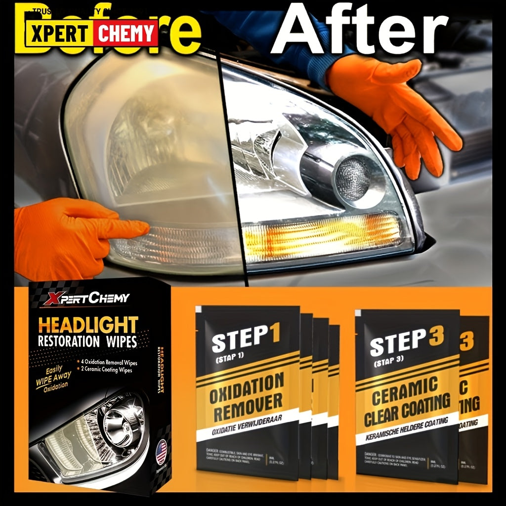 Headlight Restoration Kit Fabric Material with Oxidation Remover and Coating