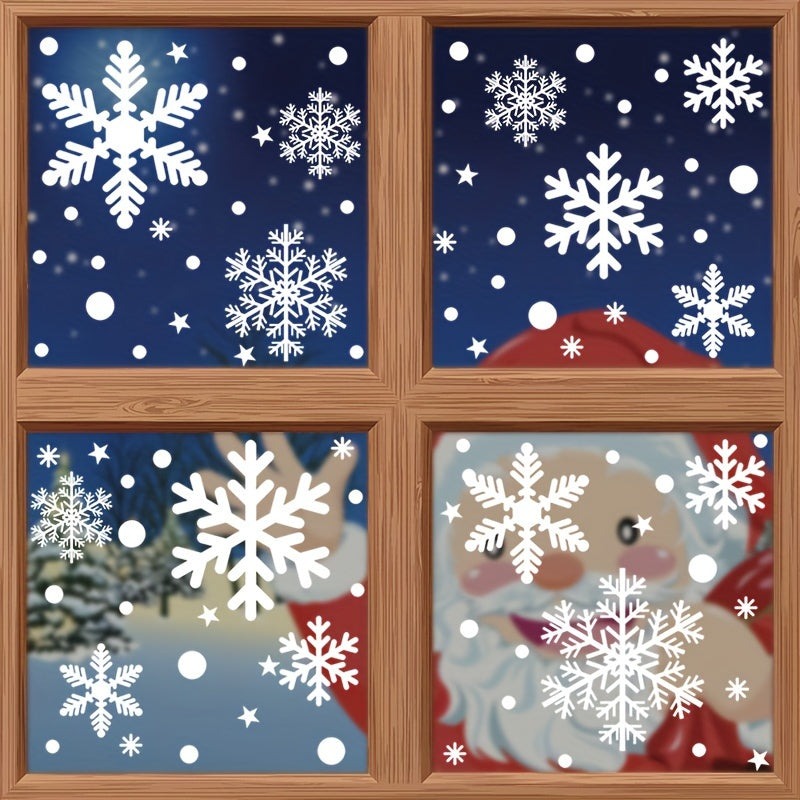Vintage Christmas Snowflake Window Clings Festive Home Office Decor