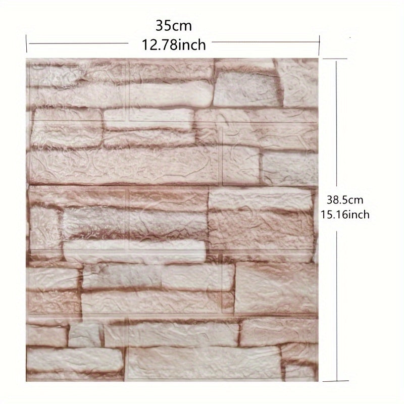 15pcs 3D Retro Brick Pattern Wall Tile Stickers Waterproof Easy to Apply for Kitchen Bathroom Living Room