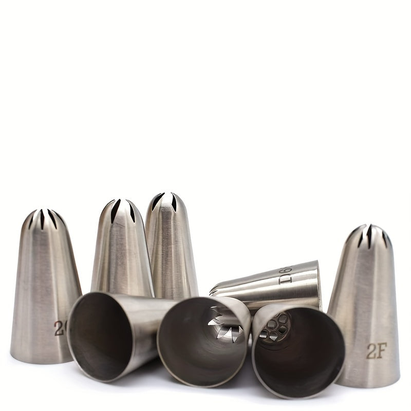 Set of 8 Stainless Steel Piping Tips for Cake Decorating Icing Nozzles