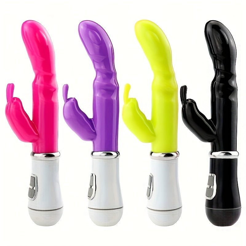 Women's Rabbit-Shaped Dual-Head Vibration Massage Wand 12 Modes Battery-Operated