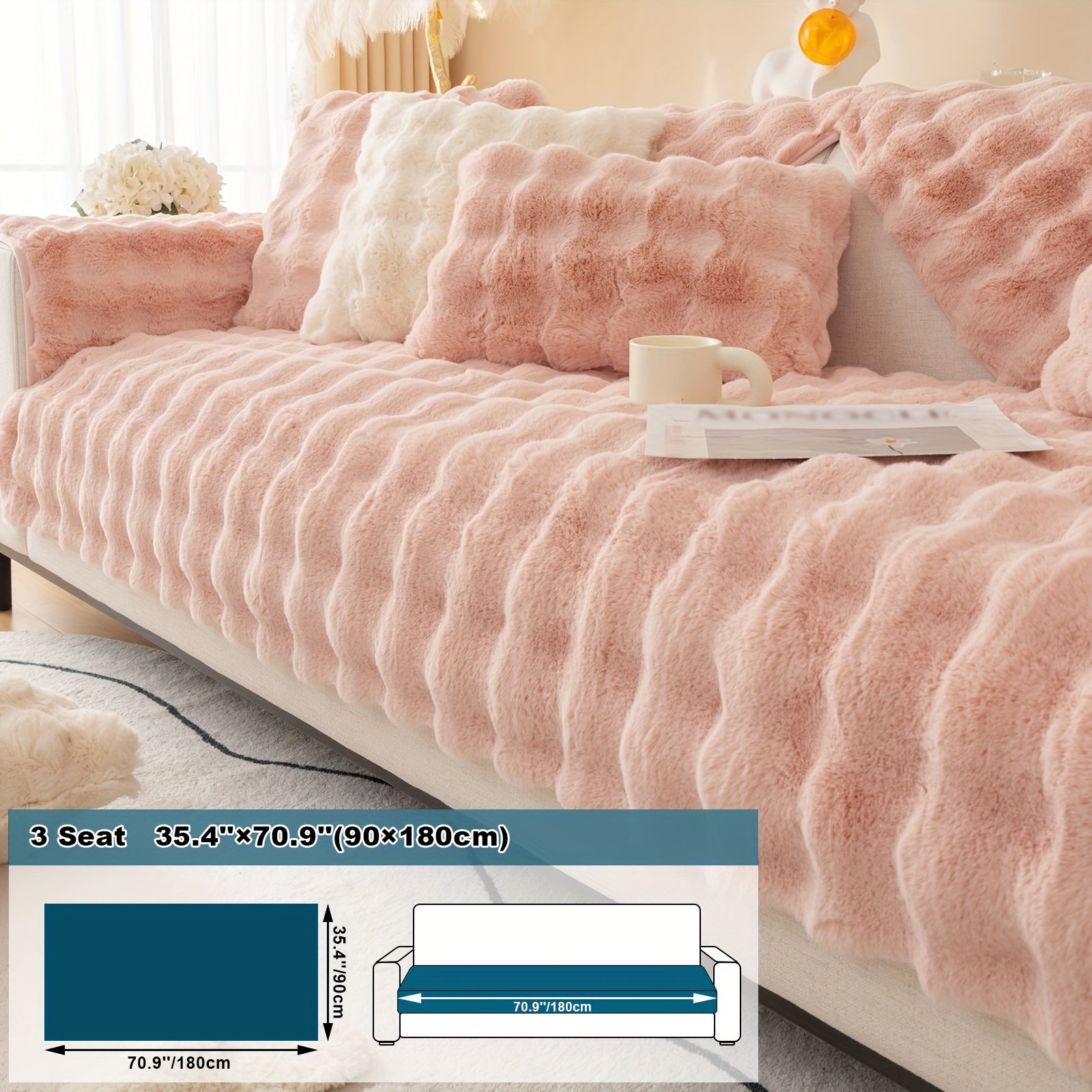 Имитация кролика плюшевая подушка-диван для домашних животных, дружелюбная к собакам с нескользящим чехлом для защиты мебели и декора в спальне, офисе или гостиной.