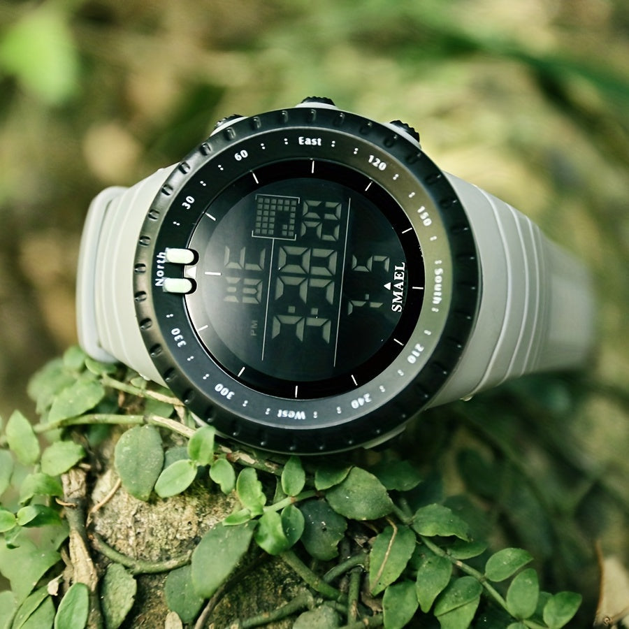 Men's Sports Smartwatch with Black Dial LED Display Alarm Stopwatch 12/24 Hour