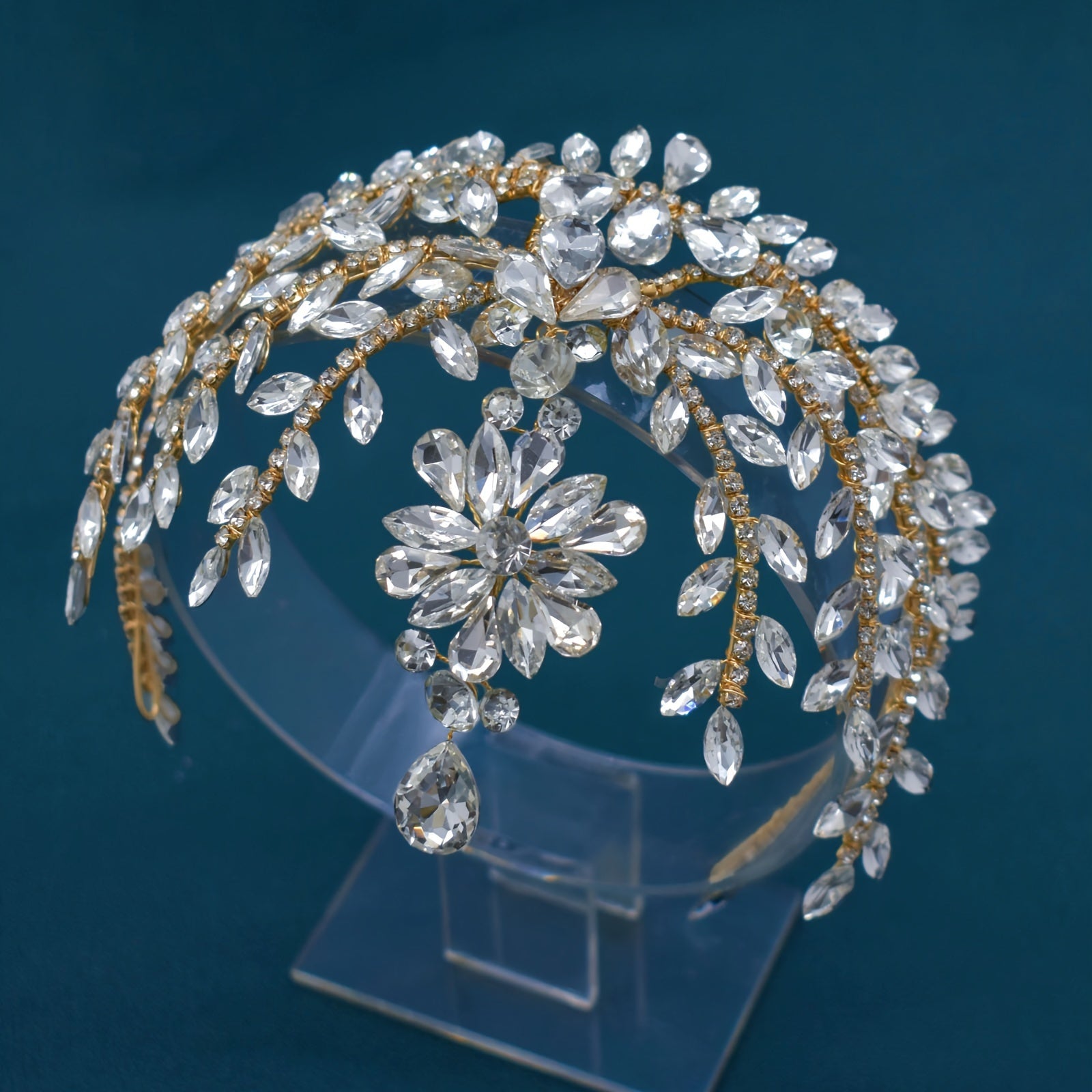 Bridal Rhinestone Headband Wedding Tiara Hair Jewelry for Brides