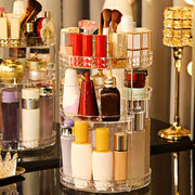 360 Degree Rotatable Acrylic Cosmetic Storage Rack Large Capacity for Makeup Brushes