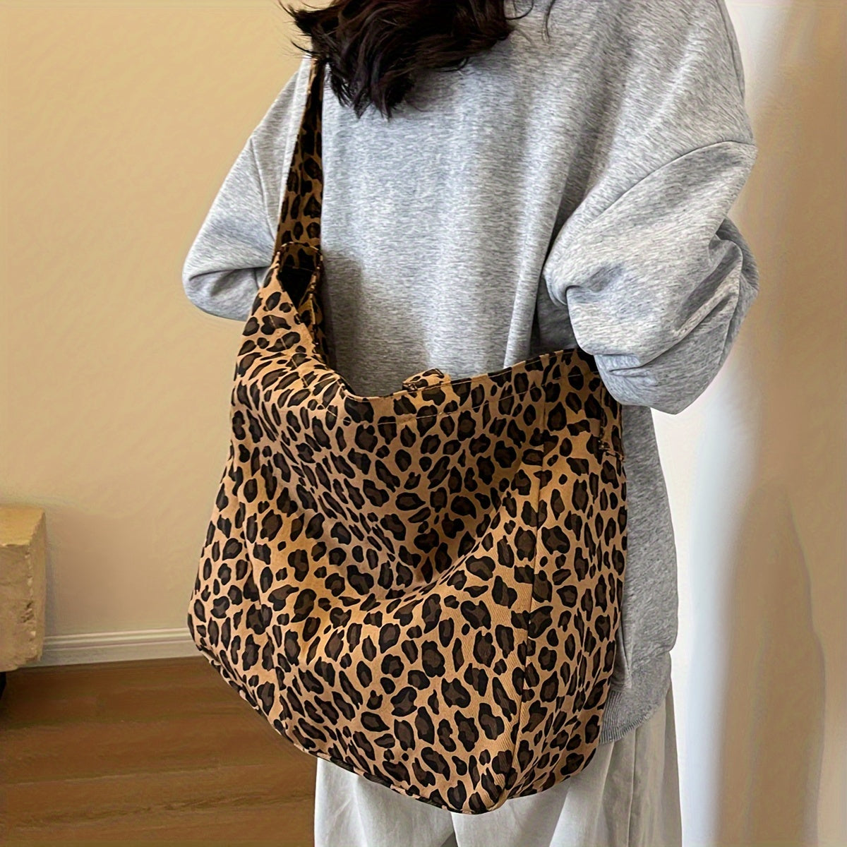 Ayollar uchun Leopard Print Tote Bag – Zamonaviy, Katta sig'imli, Ko'p funksiyali, Zipper yopilishi