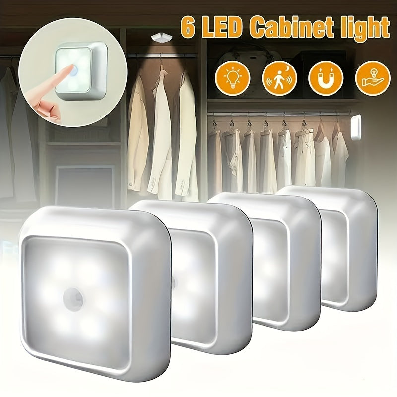 White Night Light with Motion Sensor and Adjustable Brightness for Cabinets and Bathrooms