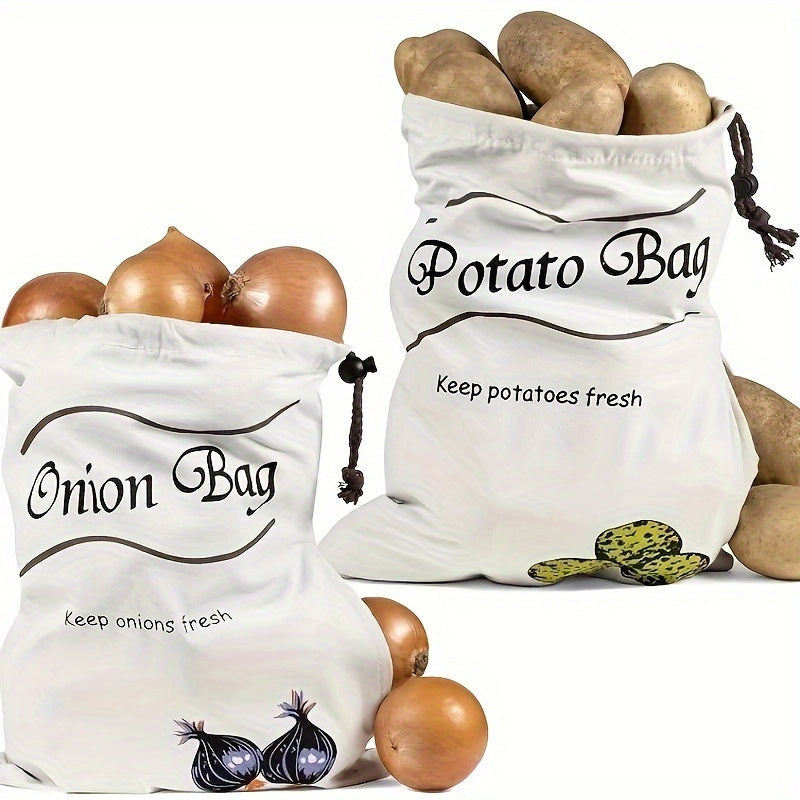 Long-Lasting Canvas Vegetable Storage Bag for Potatoes and Onions Organizing