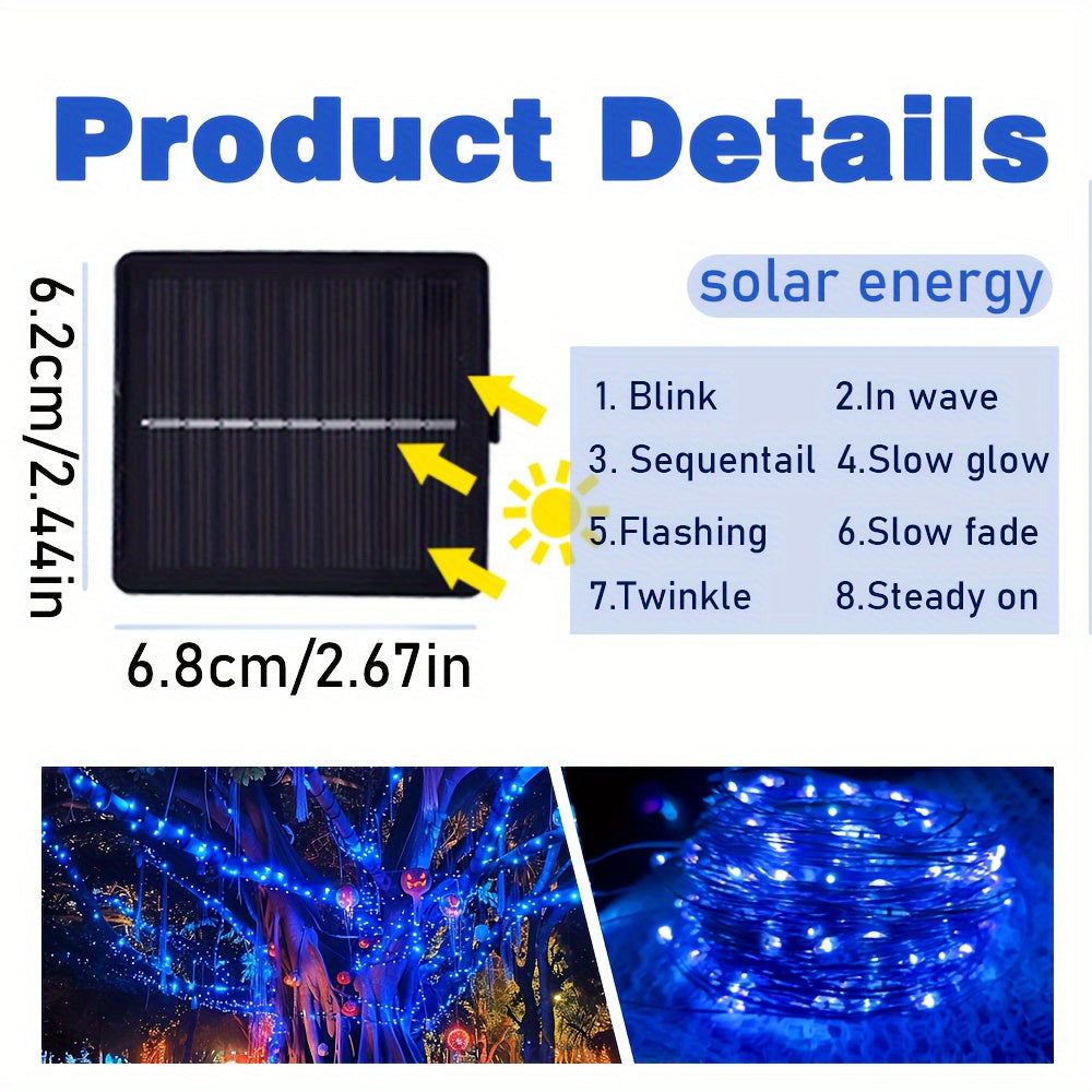 Adjustable Solar String Lights White and Blue LEDs for Christmas Weddings and Room Decor