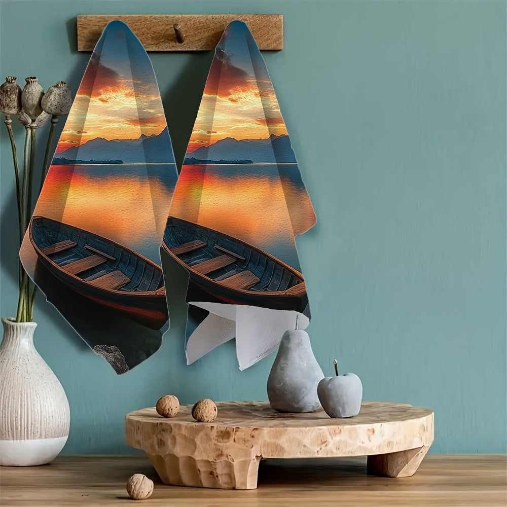 Набор из 2 мягких кухонных полотенец Lake and Mountain Sunrise 40x60 см, впитывающих