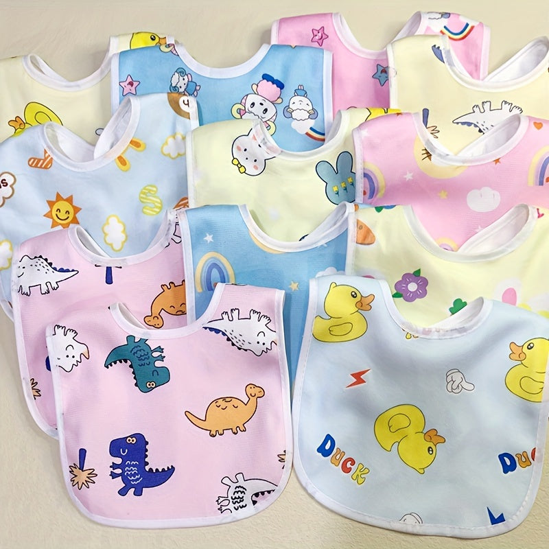 Set of 6 Soft Velvet Baby Bibs Waterproof Cartoon Design for Boys and Girls