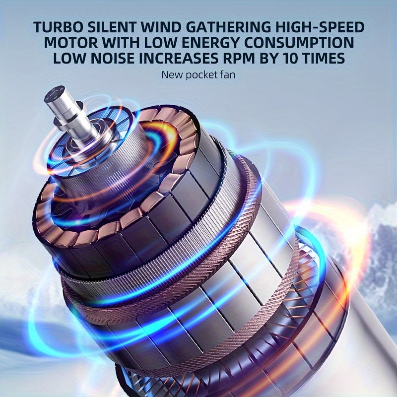 Portable Handheld Fan with USB Rechargeable Wearable Design for Indoor Outdoor Use