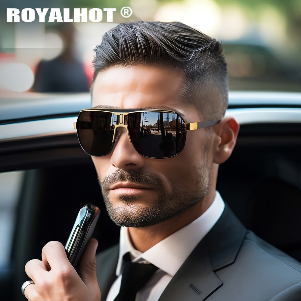 Men Women Polarized Alloy Square Oversized Sunglasses Driving Shades