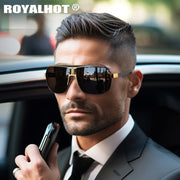 Men Women Polarized Alloy Square Oversized Sunglasses Driving Shades
