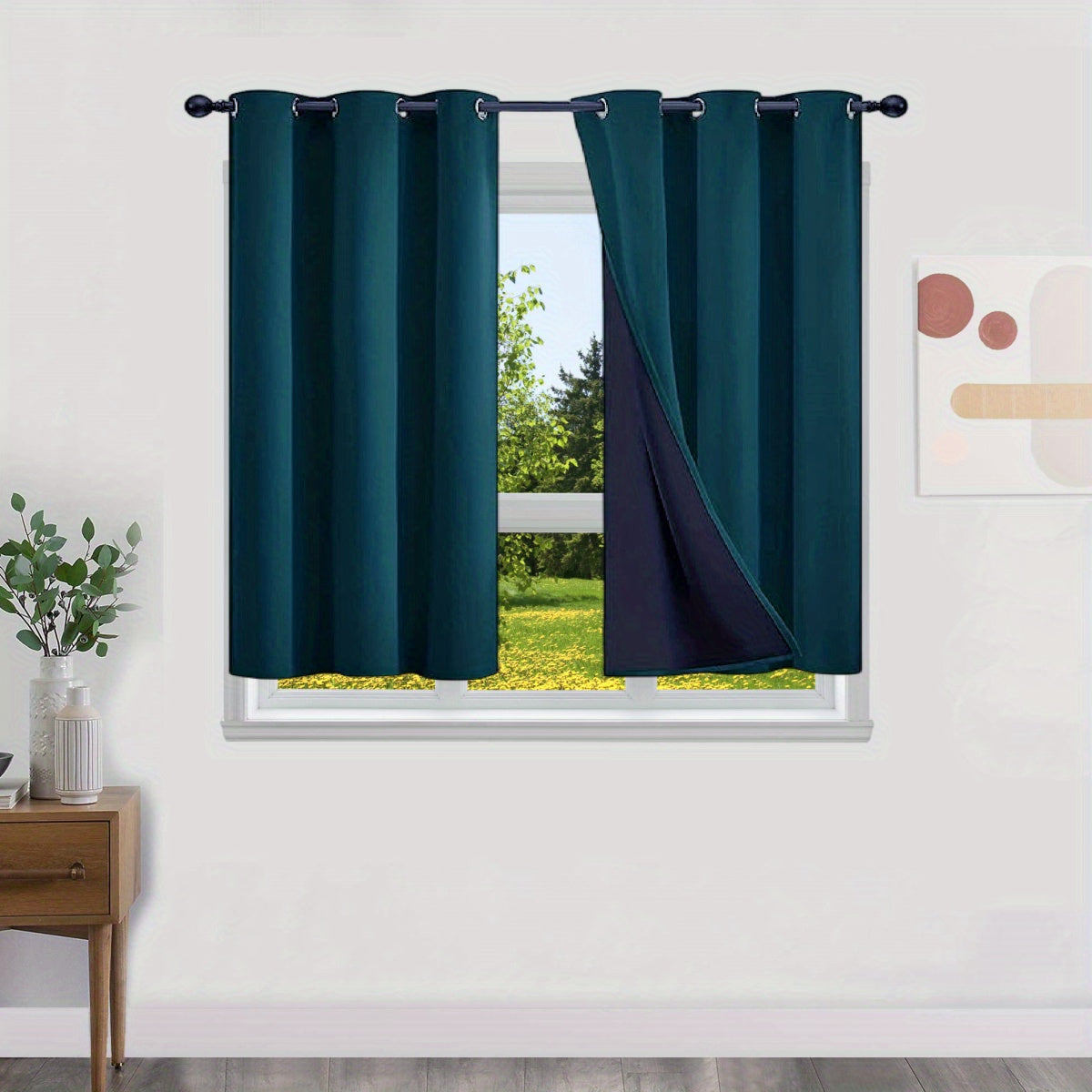 Blackout Curtains 100% Opaque with Lining 2 Pieces for Bedroom Living Room