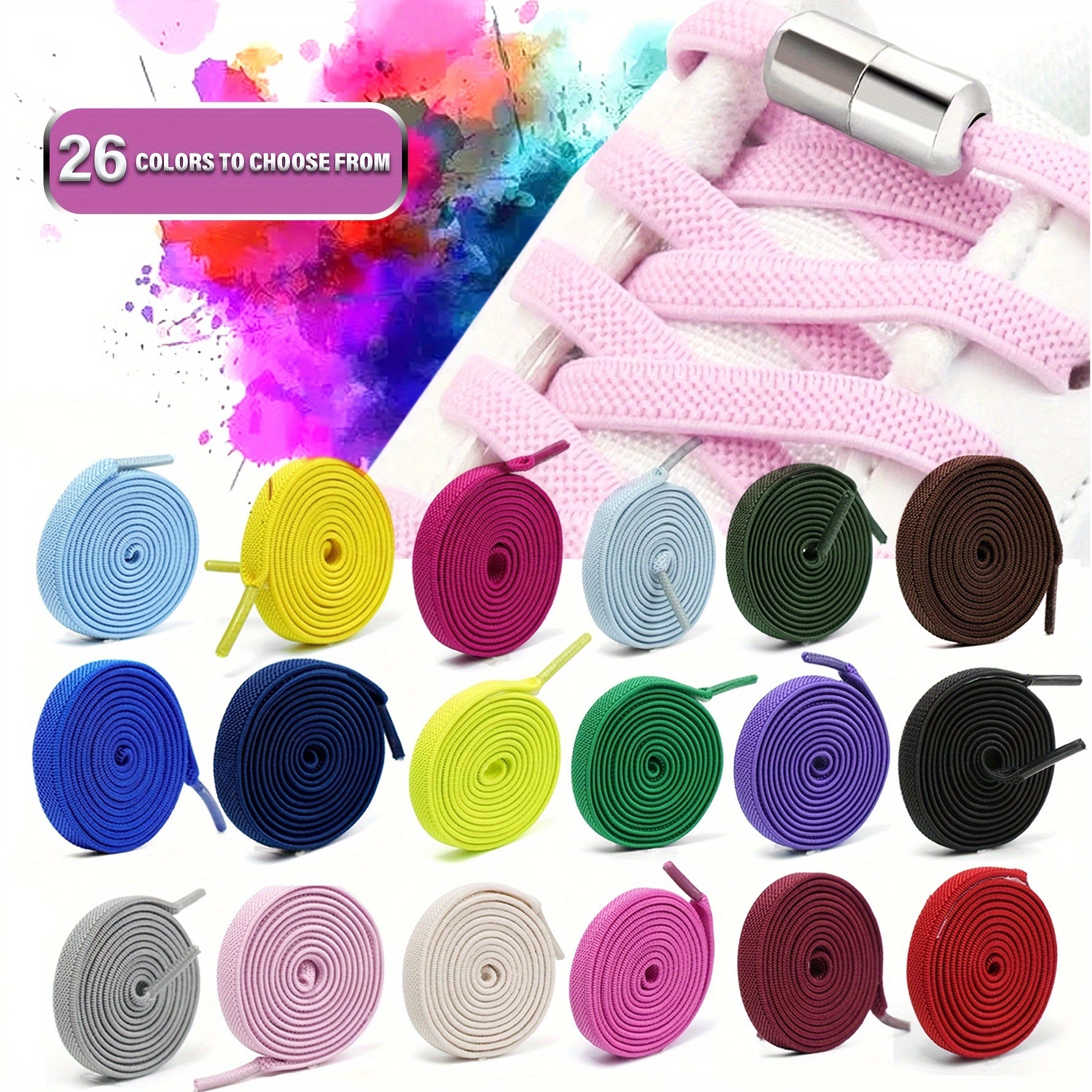 Elastic No-Tie Shoe Laces for Adults with Golden Capsule Buttons