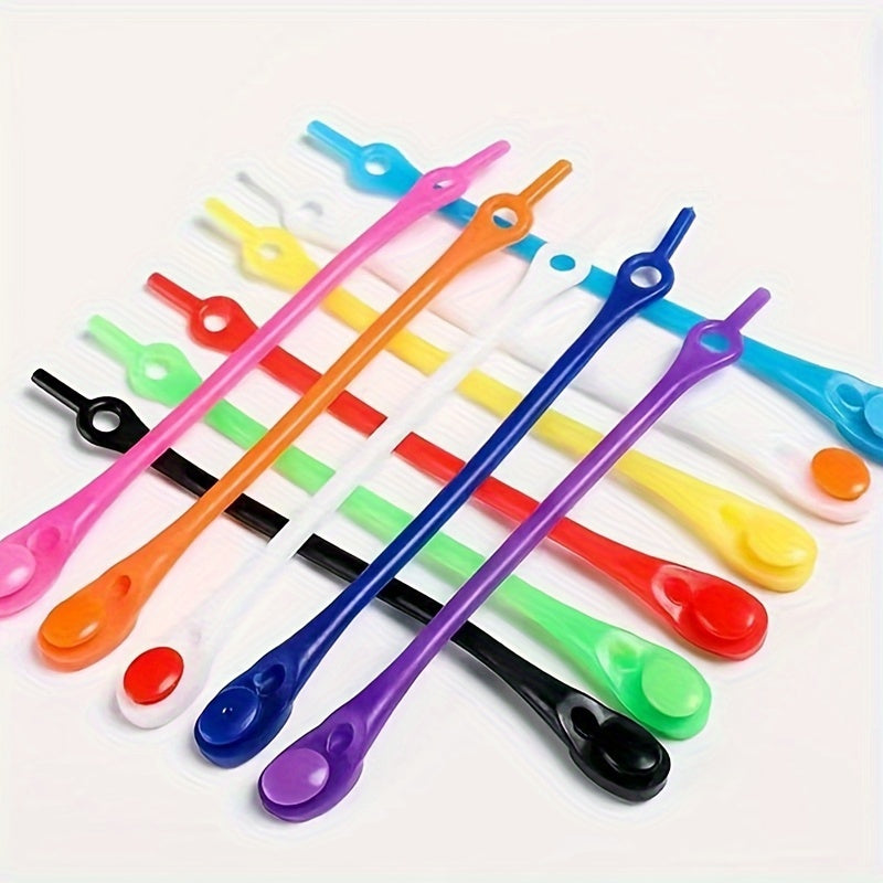 Unisex Silicone No-Tie Shoe Laces Vibrant Neon Colors 36 Pairs
