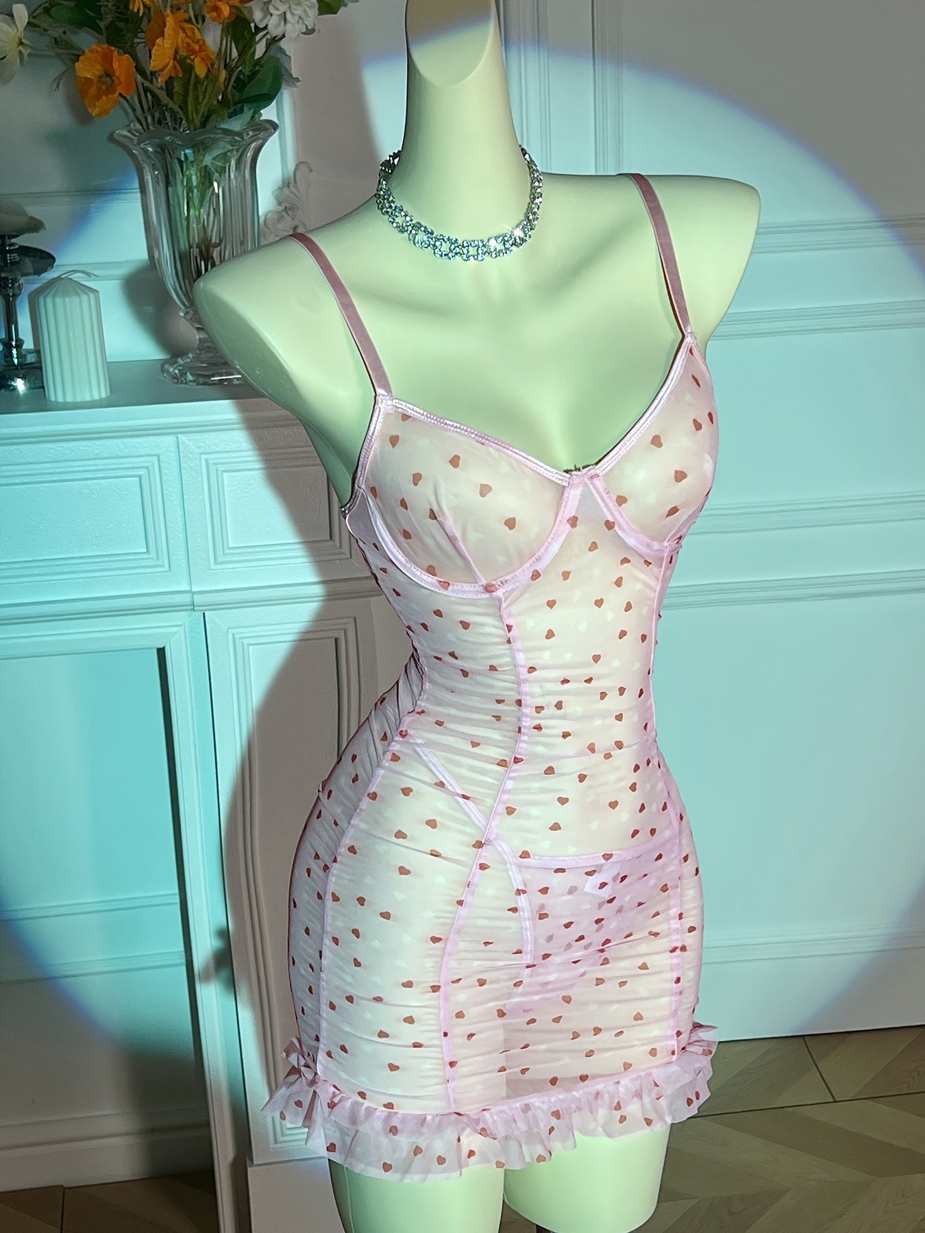 Women’s Mesh Dress Romantic Stylish See-Through Evening Wear